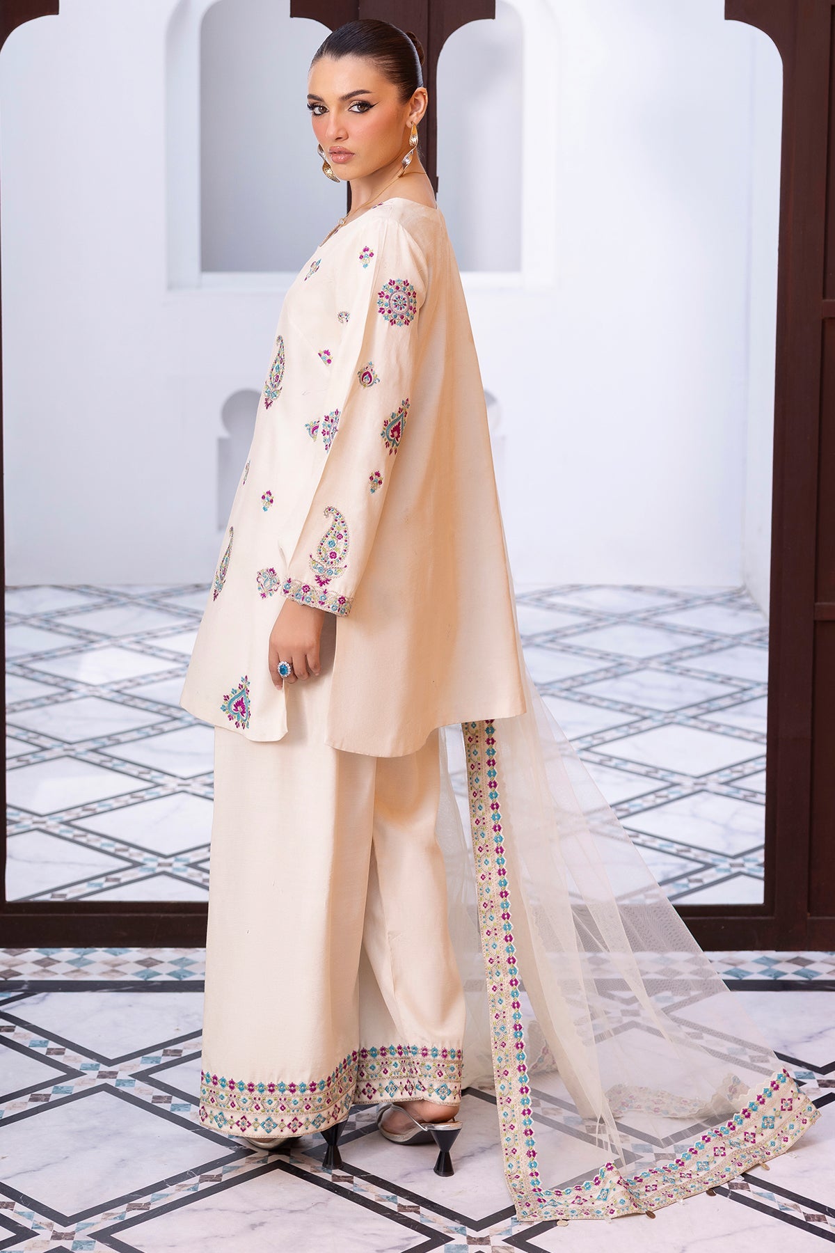 Charizma | Festive Pret | 3-PC Embroidered Raw-Silk CMA-6-404 by Charizma - Designer Dress  - Type : Ladies Clothes - Available at Libayah - 100% Original 