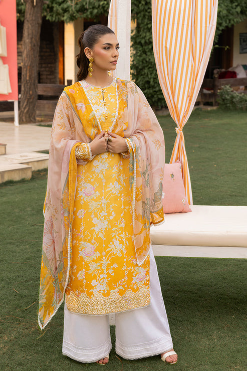 Saad Shaikh | Lawn 25 | Yellow - Amber Bloom by Saad Shaikh - Designer Dress - Type: Ladies Clothes - Available at Libayah - 100% Original