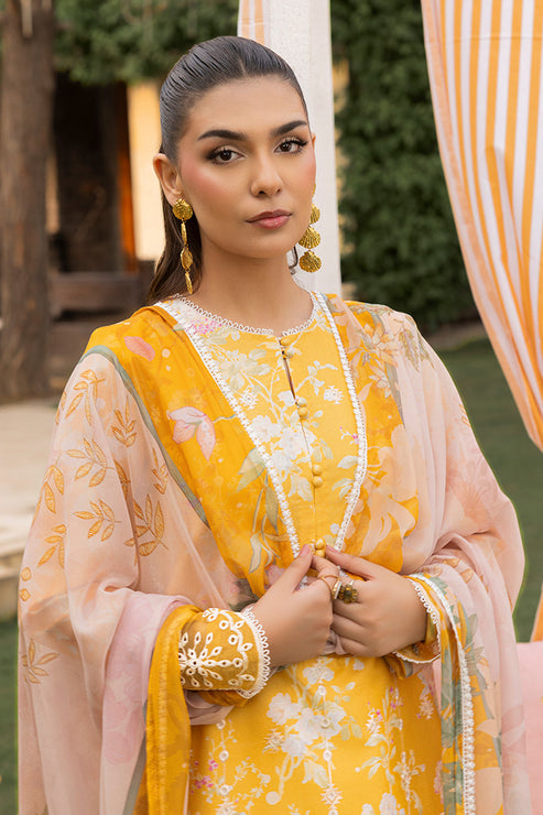Saad Shaikh | Lawn 25 | Yellow - Amber Bloom by Saad Shaikh - Designer Dress - Type: Ladies Clothes - Available at Libayah - 100% Original