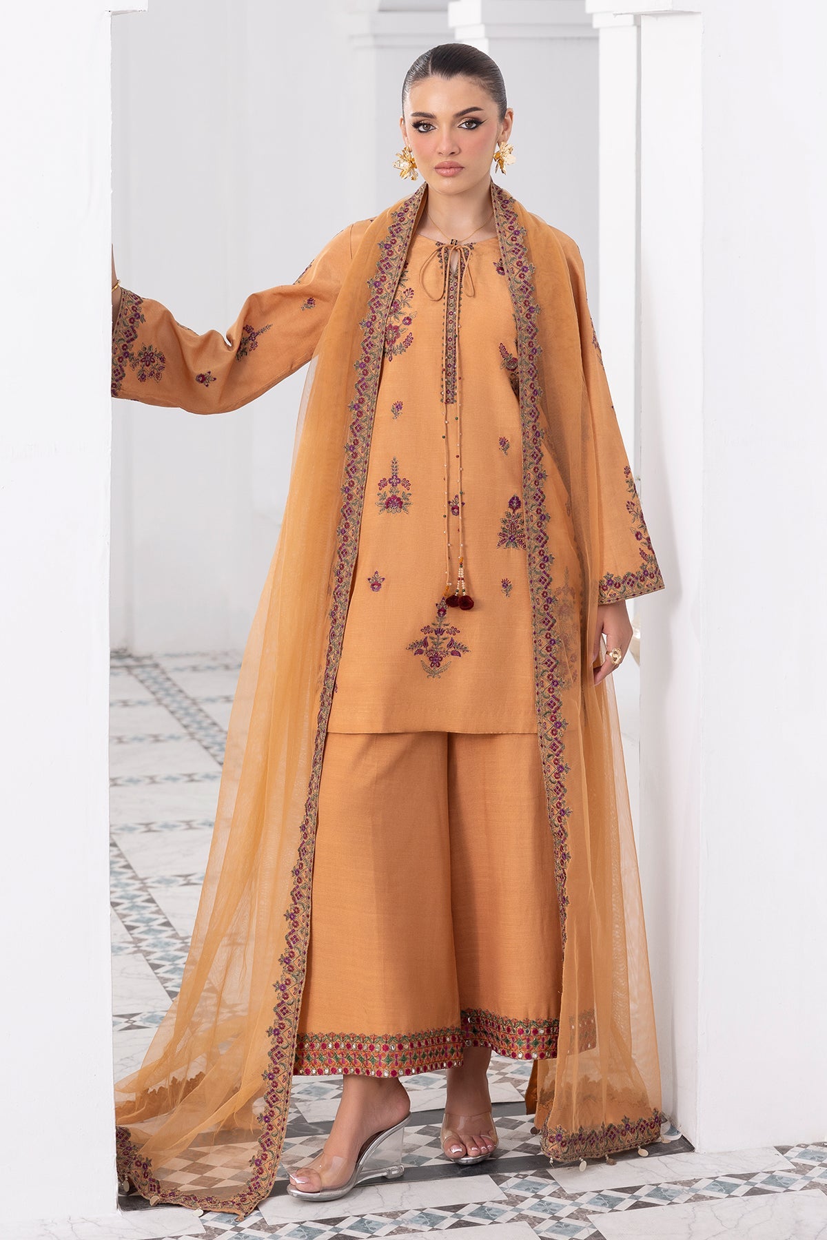 Charizma | Festive Pret | 3-PC Embroidered Raw-Silk CMA-6-370 by Charizma - Designer Dress  - Type : Ladies Clothes - Available at Libayah - 100% Original 