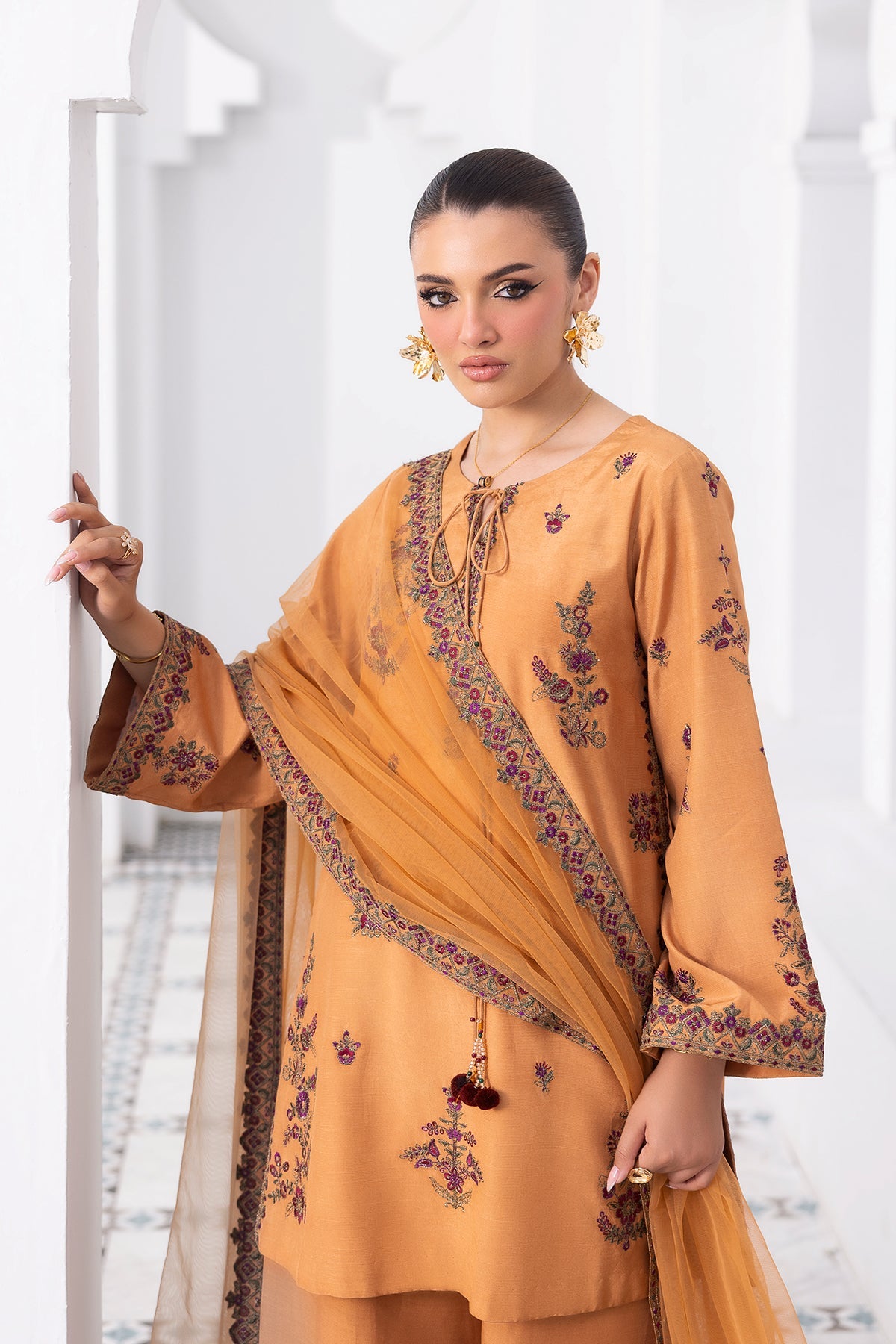 Charizma | Festive Pret | 3-PC Embroidered Raw-Silk CMA-6-370 by Charizma - Designer Dress  - Type : Ladies Clothes - Available at Libayah - 100% Original 