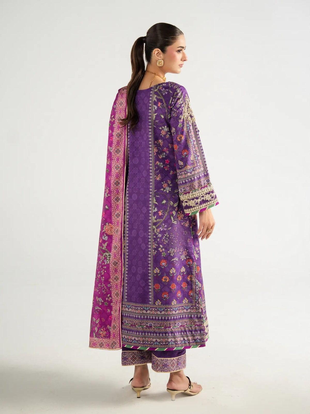 Gulaal | Aira Printed Silk | Plum Noir by Gulaal - Designer Dress  - Type : Ladies Clothes - Available at Libayah - 100% Original 