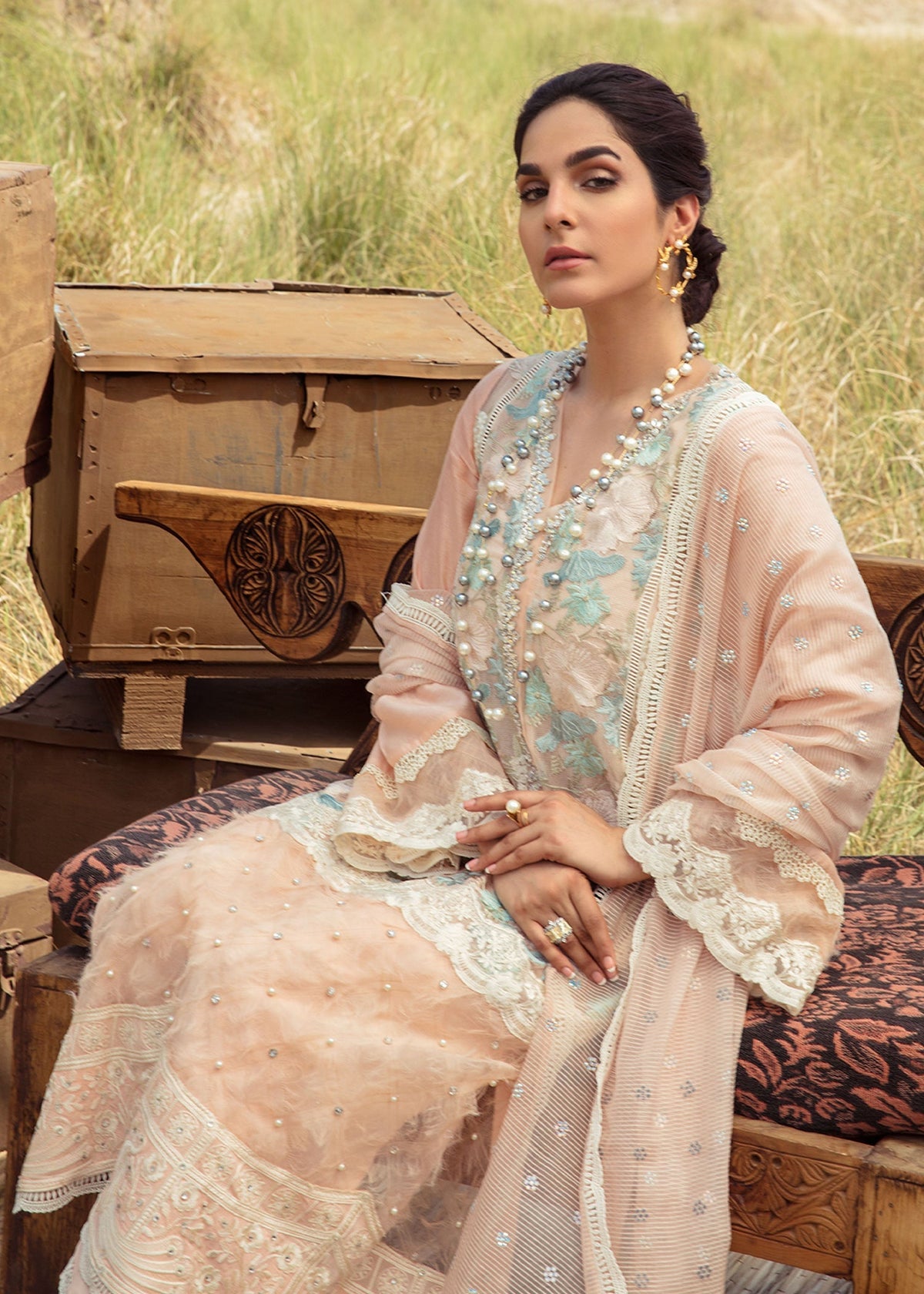 Saira Shakira | Luxury Pret | Peach Sandstone by Saira Shakira - Designer Dress  - Type : Ladies Clothes - Available at Libayah - 100% Original 