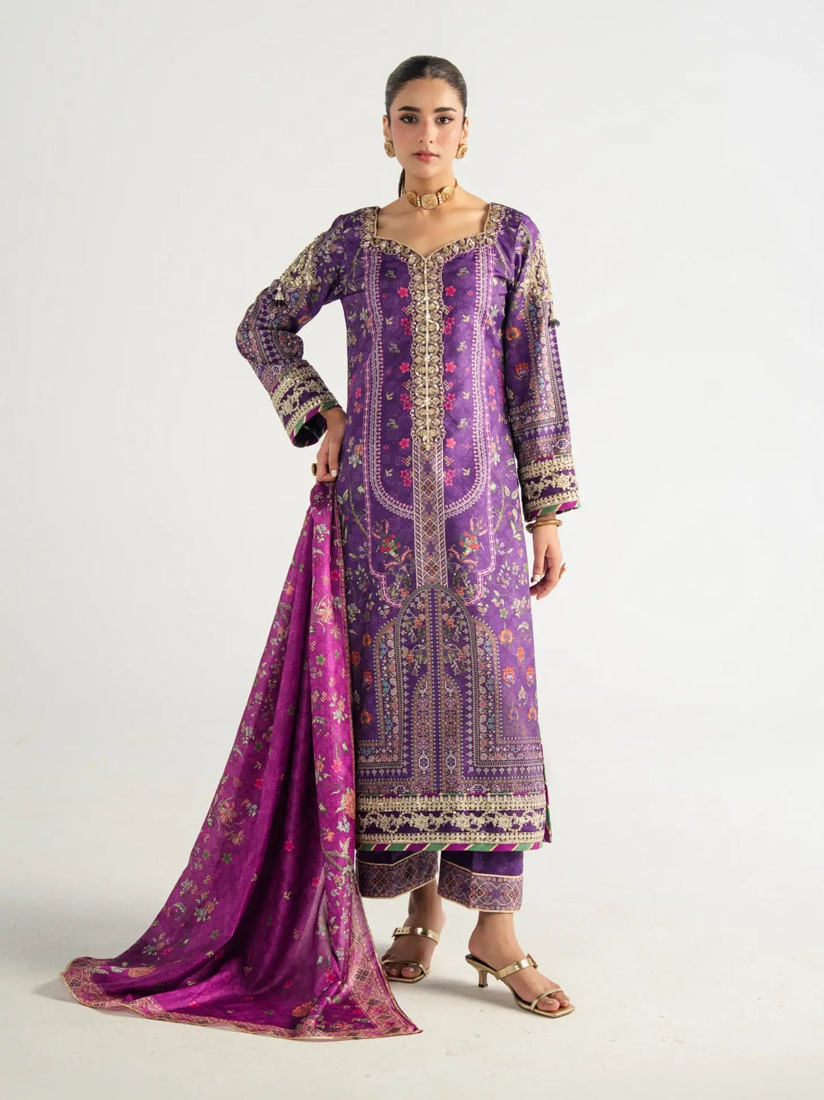 Gulaal | Aira Printed Silk | Plum Noir by Gulaal - Designer Dress  - Type : Ladies Clothes - Available at Libayah - 100% Original 
