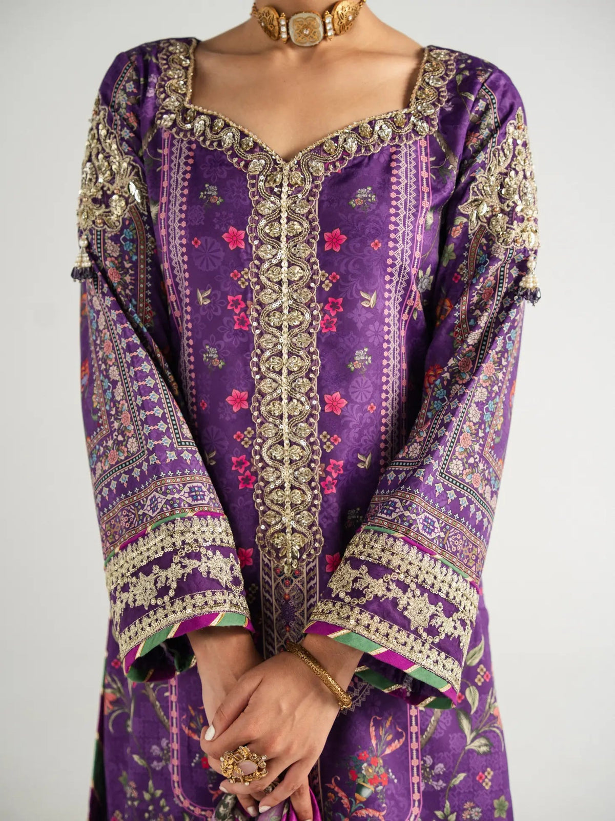 Gulaal | Aira Printed Silk | Plum Noir by Gulaal - Designer Dress  - Type : Ladies Clothes - Available at Libayah - 100% Original 