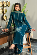 Fahad Hussayn | Lawn Banger | Midnight Teal by Erum Khan - Designer Dress - Type: Ladies Clothes - Available at Libayah - 100% Original