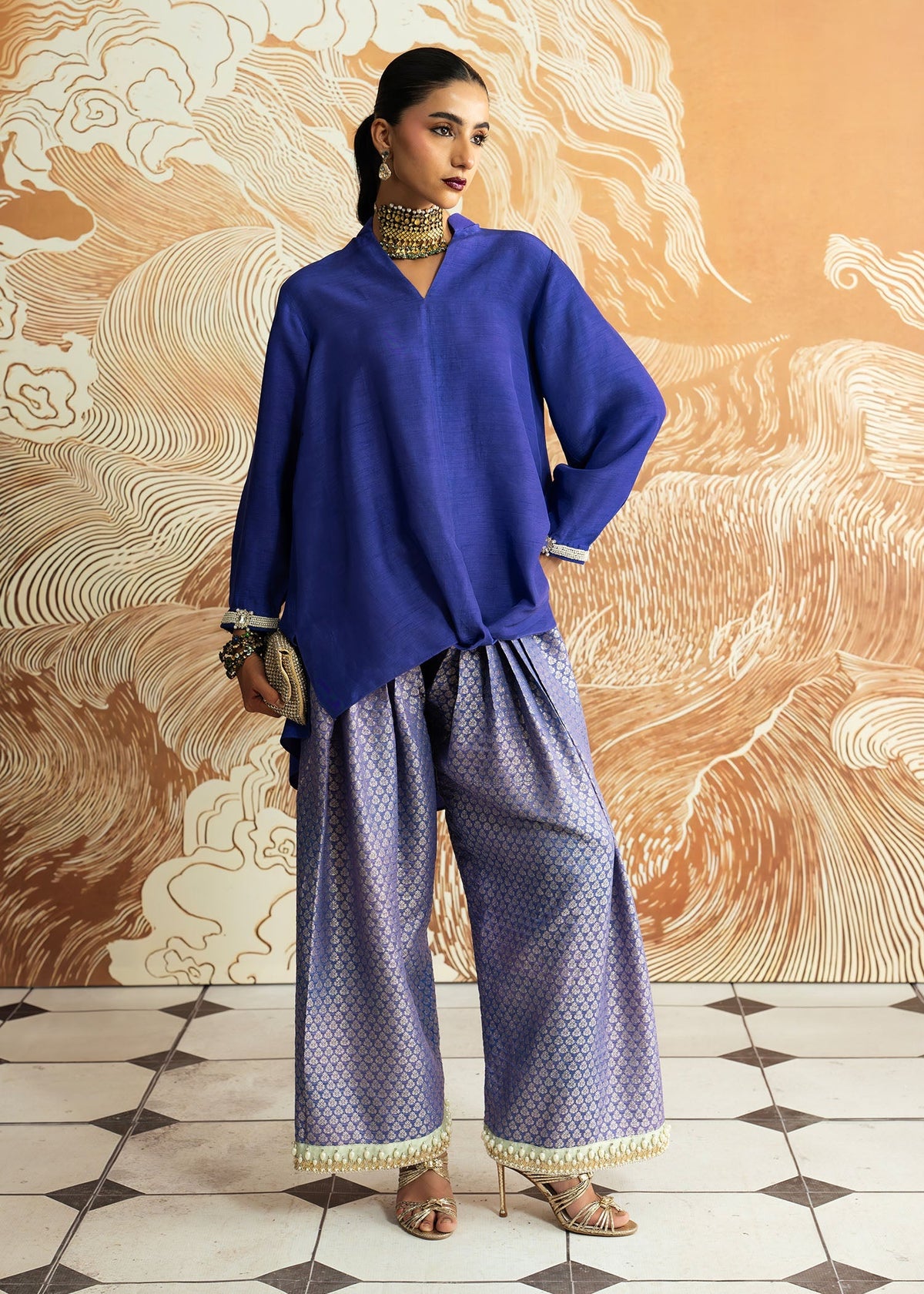 Sapphire Mosaic – authentic Pakistani formal dress from the Mahgul Whispers of Silk collection for women in the UK