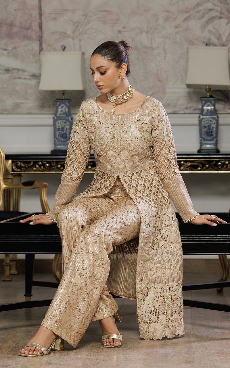 Threads and Motifs | Formal Dresses 25 | Organza Embroidered Dress With Trouser by Threads and Motifs - Designer Dress  - Type : Ladies Clothes - Available at Libayah - 100% Original 
