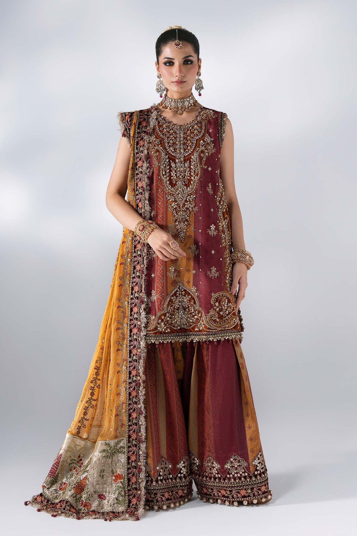 Maria B | Mbroidered Wedding Formals 26 | BD-3104-Maroon Crimson