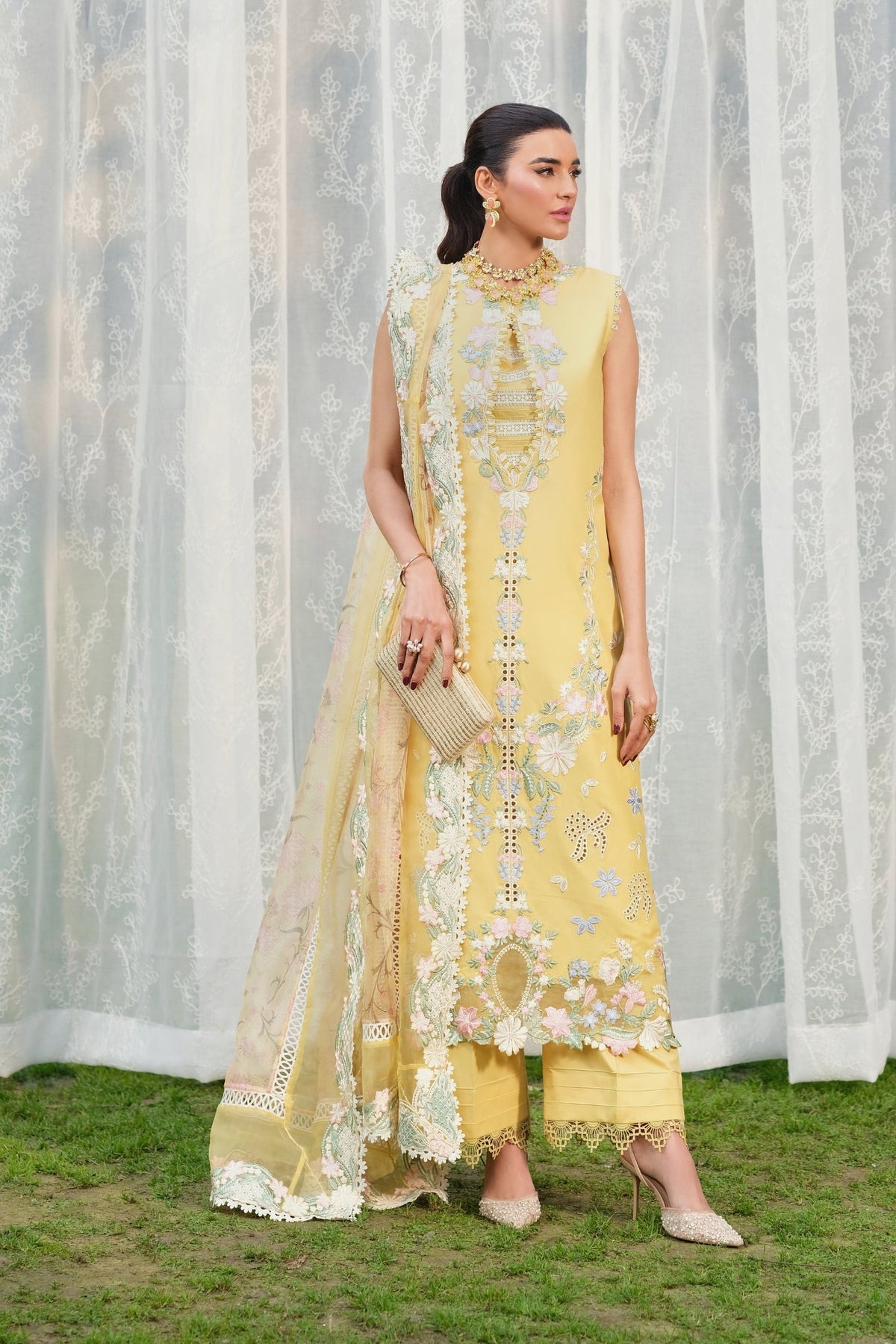 Maryam Hussain | Luxury Lawn 26 | Sunflower - Designer Dress - Type : Ladies Clothes - Available at Libayah - 100% Original