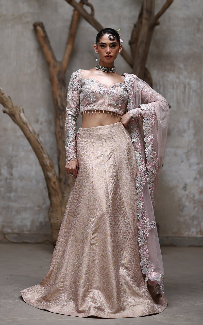 Threads and Motifs | Formal Dresses 25 | Organza Embroidered Blouse With Lehenga by Threads and Motifs - Designer Dress  - Type : Ladies Clothes - Available at Libayah - 100% Original 