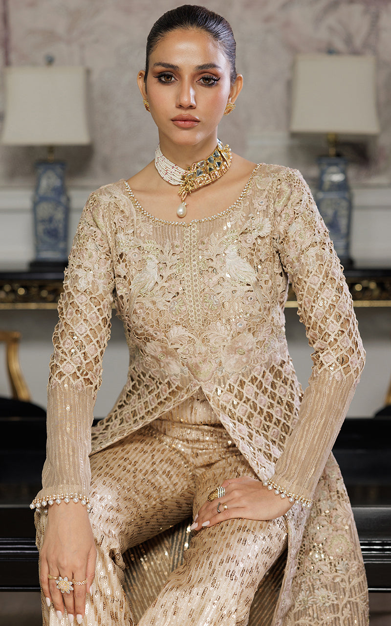Threads and Motifs | Formal Dresses 25 | Organza Embroidered Dress With Trouser by Threads and Motifs - Designer Dress  - Type : Ladies Clothes - Available at Libayah - 100% Original 