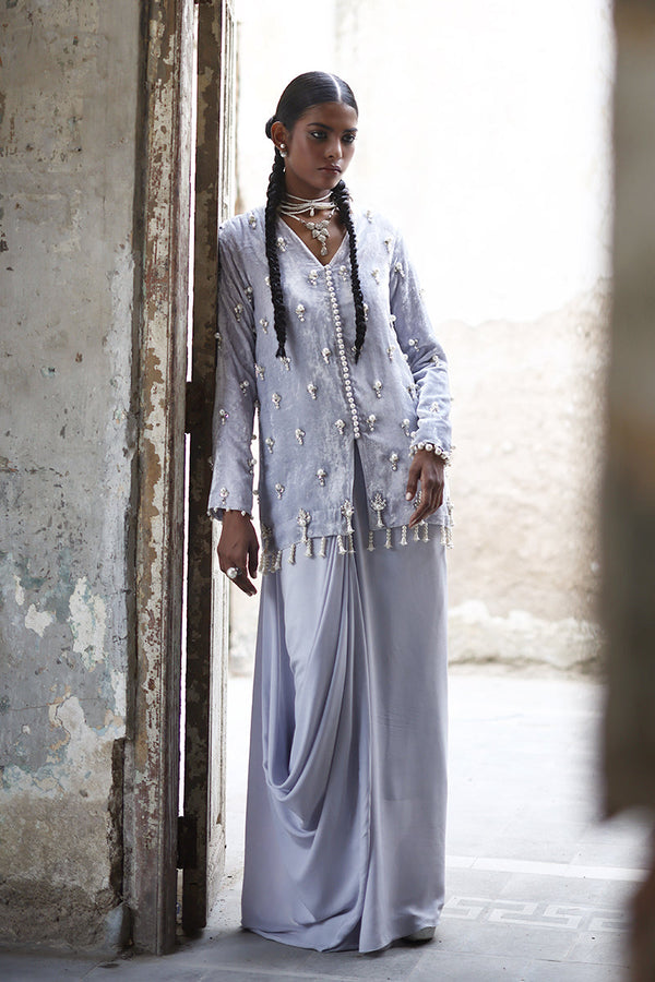 Wardha Saleem | Pure Velvet 25 | Afra - Designer Dress - Type : Ladies Clothes - Available at Libayah - 100% Original