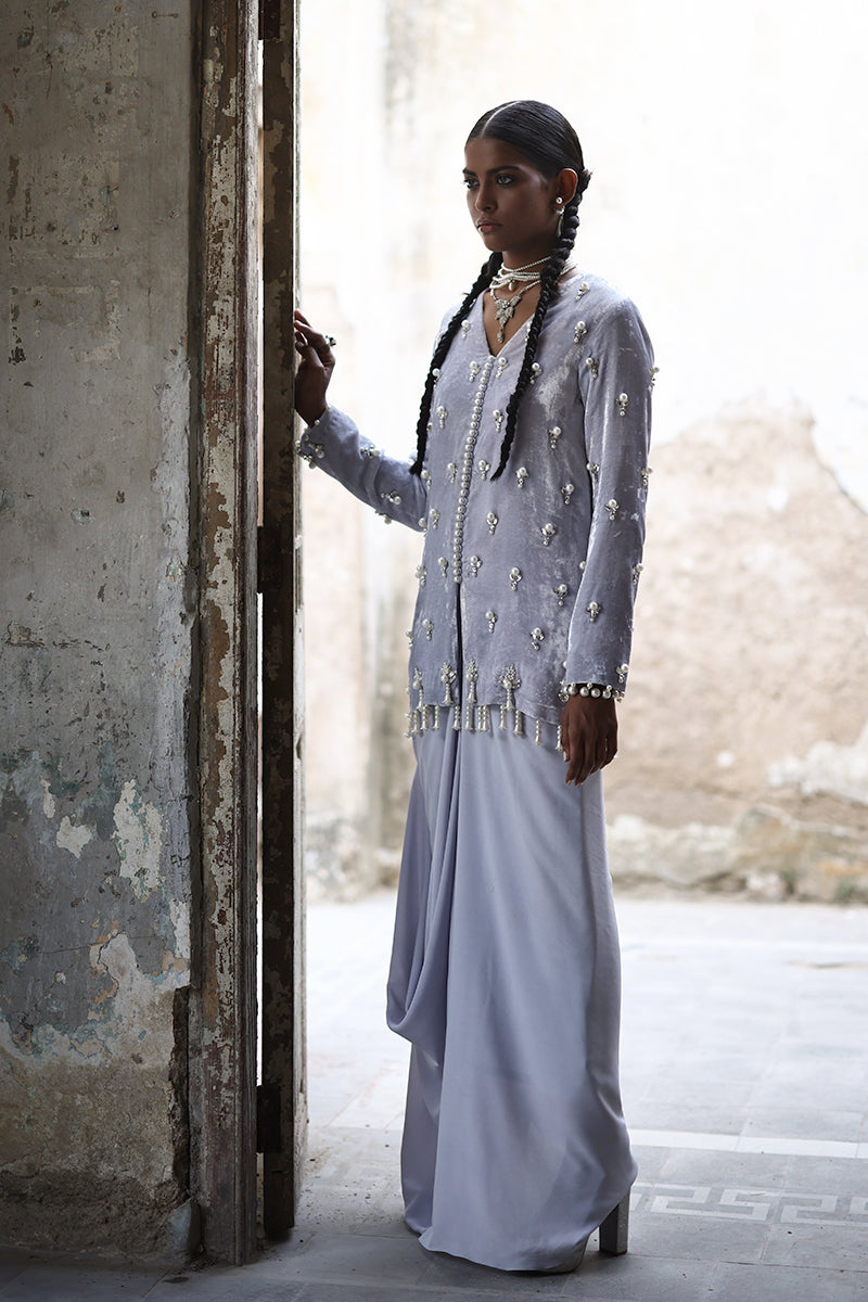 Wardha Saleem | Pure Velvet 25 | Afra - Designer Dress - Type : Ladies Clothes - Available at Libayah - 100% Original