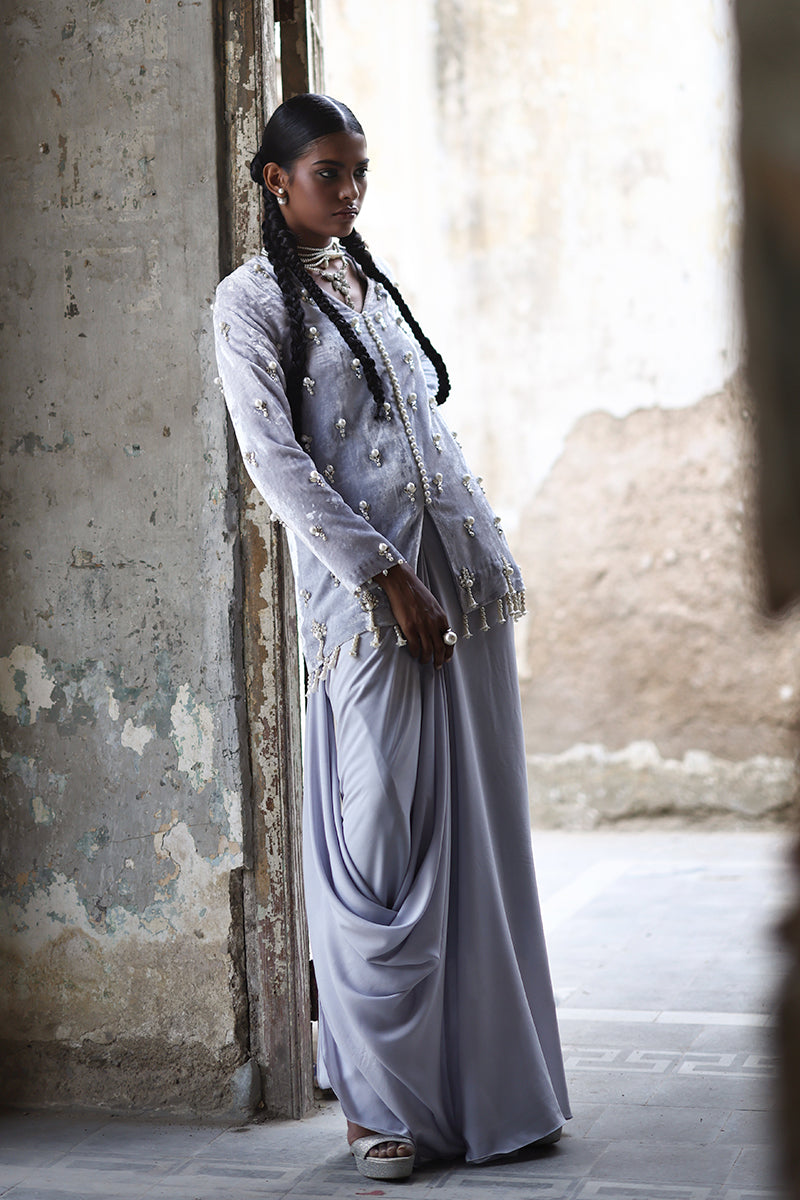 Wardha Saleem | Pure Velvet 25 | Afra - Designer Dress - Type : Ladies Clothes - Available at Libayah - 100% Original