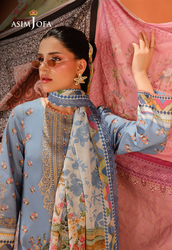 Asim Jofa | Summer Rhapsody | AJUBU-11 Printed Embroidered Lawn by Asim Jofa - Designer Dress  - Type : Ladies Clothes - Available at Libayah - 100% Original 