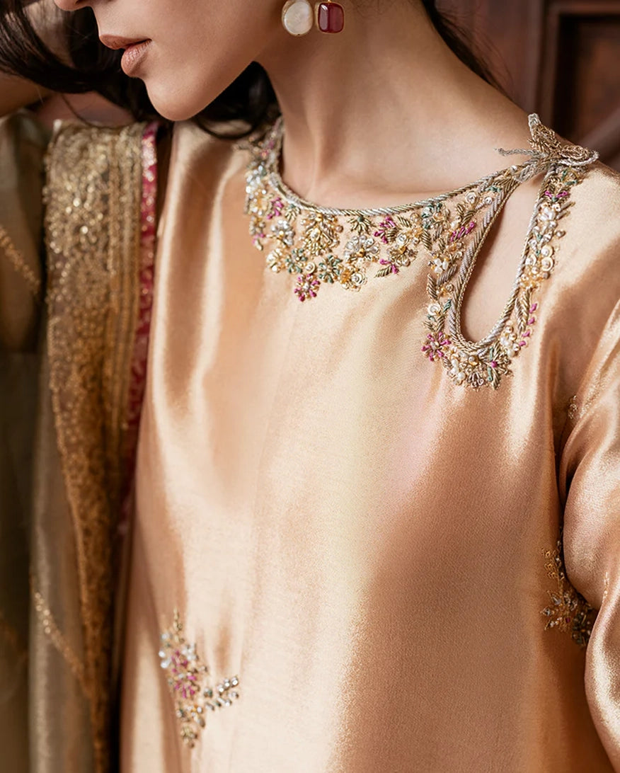 Mushq | Sunehri Lama Silk | Parisa by Mushq - Designer Dress  - Type : Ladies Clothes - Available at Libayah - 100% Original 