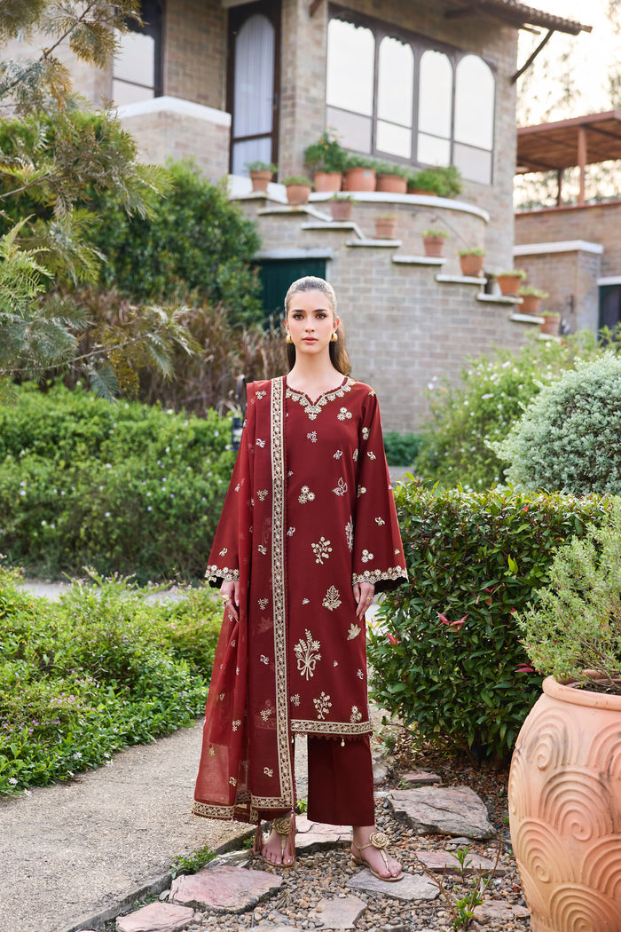 Farasha | Sorine Summer 26 | Maroon Majesty by Farasha - Designer Dress  - Type : Ladies Clothes - Available at Libayah - 100% Original 