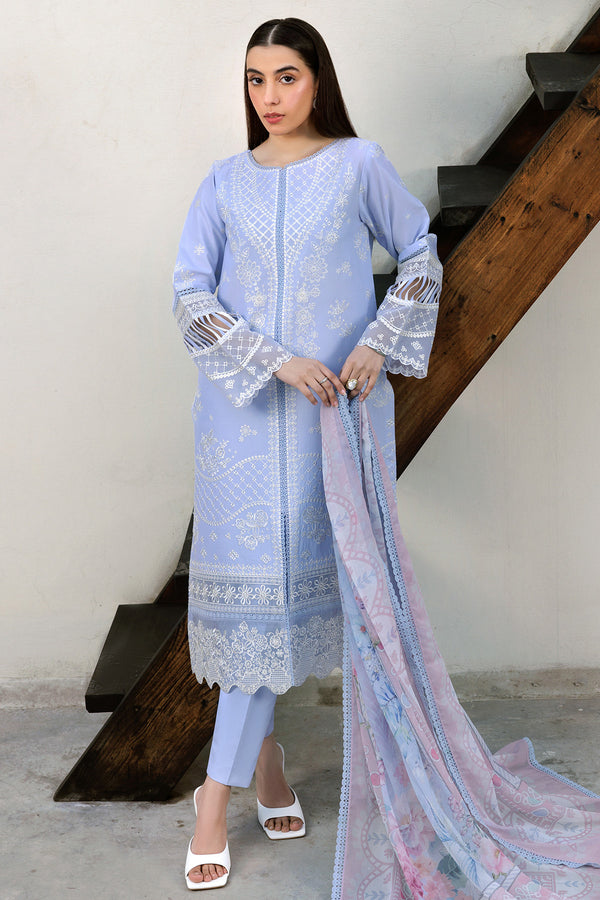Farasha | Summer Weaves Embroidered Lawn | Serene Blue by Farasha - Designer Dress - Type: Ladies Clothes - Available at Libayah - 100% Original
