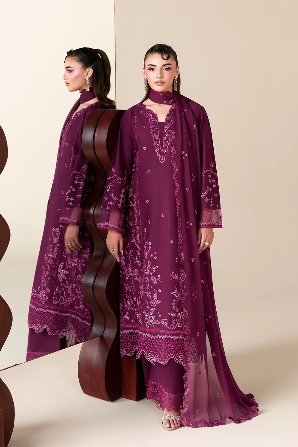 Azure | Luxury Lawn 26 | Grovy Garnet by Azure - Designer Dress  - Type : Ladies Clothes - Available at Libayah - 100% Original 
