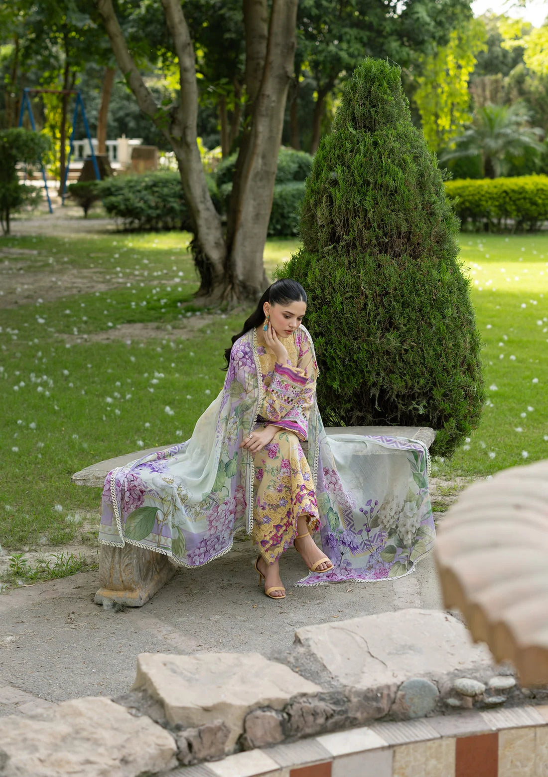 Elaf Premium | Signature Embroidered Lawn with Chiffon Collection 26 | ESG-7A STELLA by Elaf Premium - Designer Dress  - Type : Ladies Clothes - Available at Libayah - 100% Original 