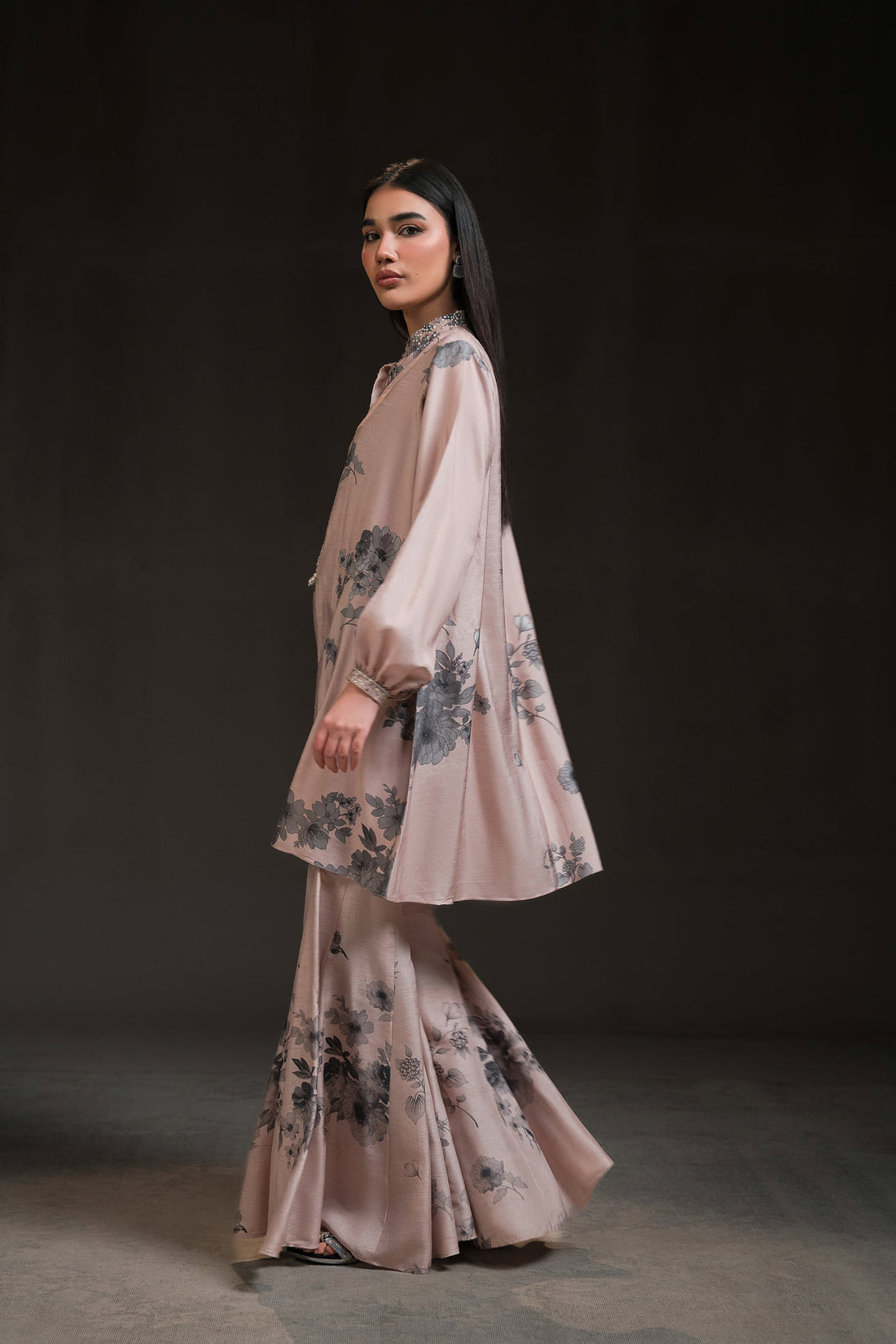 Ammara Khan | Glitz Luxury Pret 24 | FLORAL PRINT GHARARA PANT SET (D-14) by Ammara Khan - Designer Dress - Type: Ladies Clothes - Available at Libayah - 100% Original