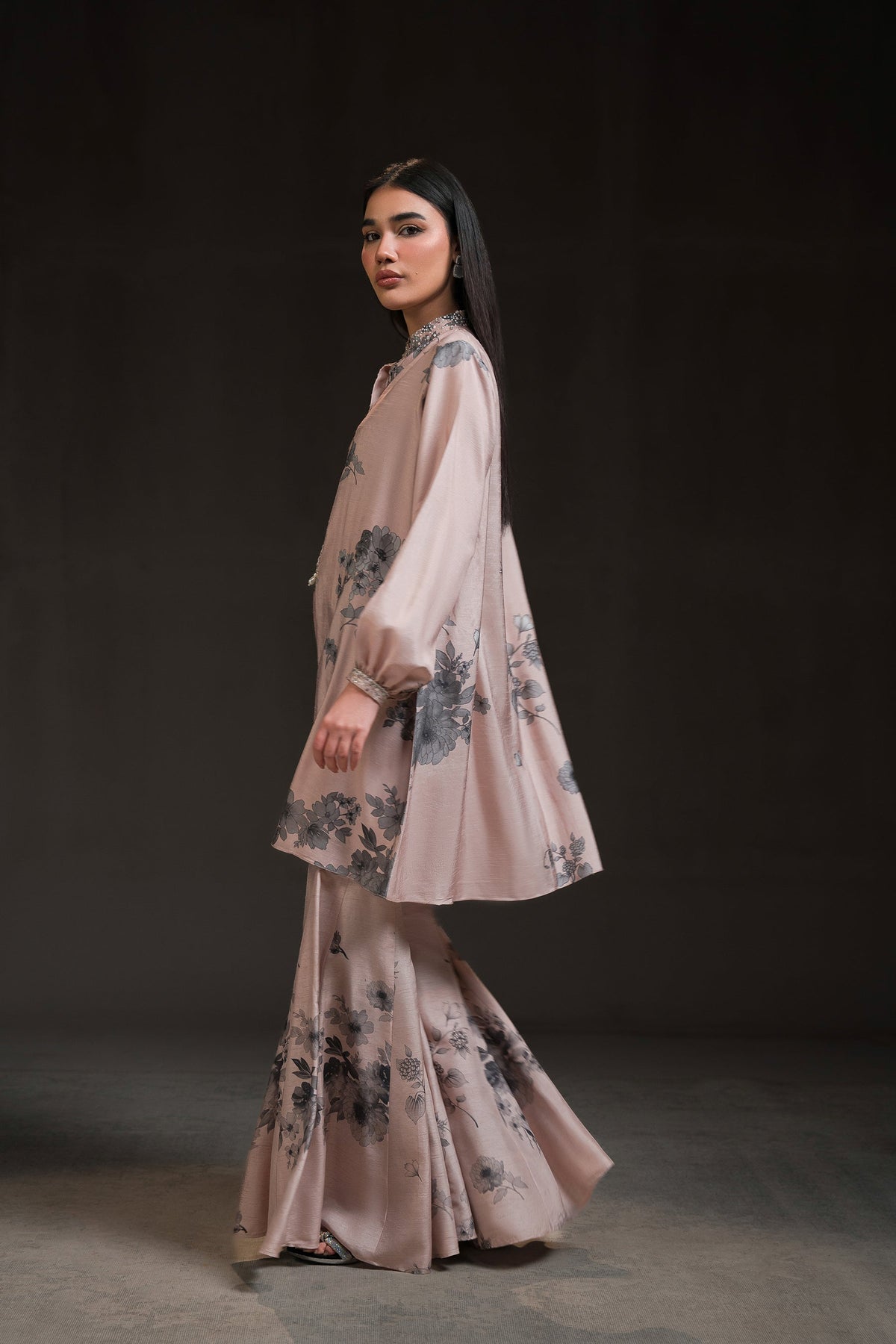 Ammara Khan | Glitz Luxury Pret 24 | FLORAL PRINT GHARARA PANT SET (D-14) by Ammara Khan - Designer Dress - Type: Ladies Clothes - Available at Libayah - 100% Original