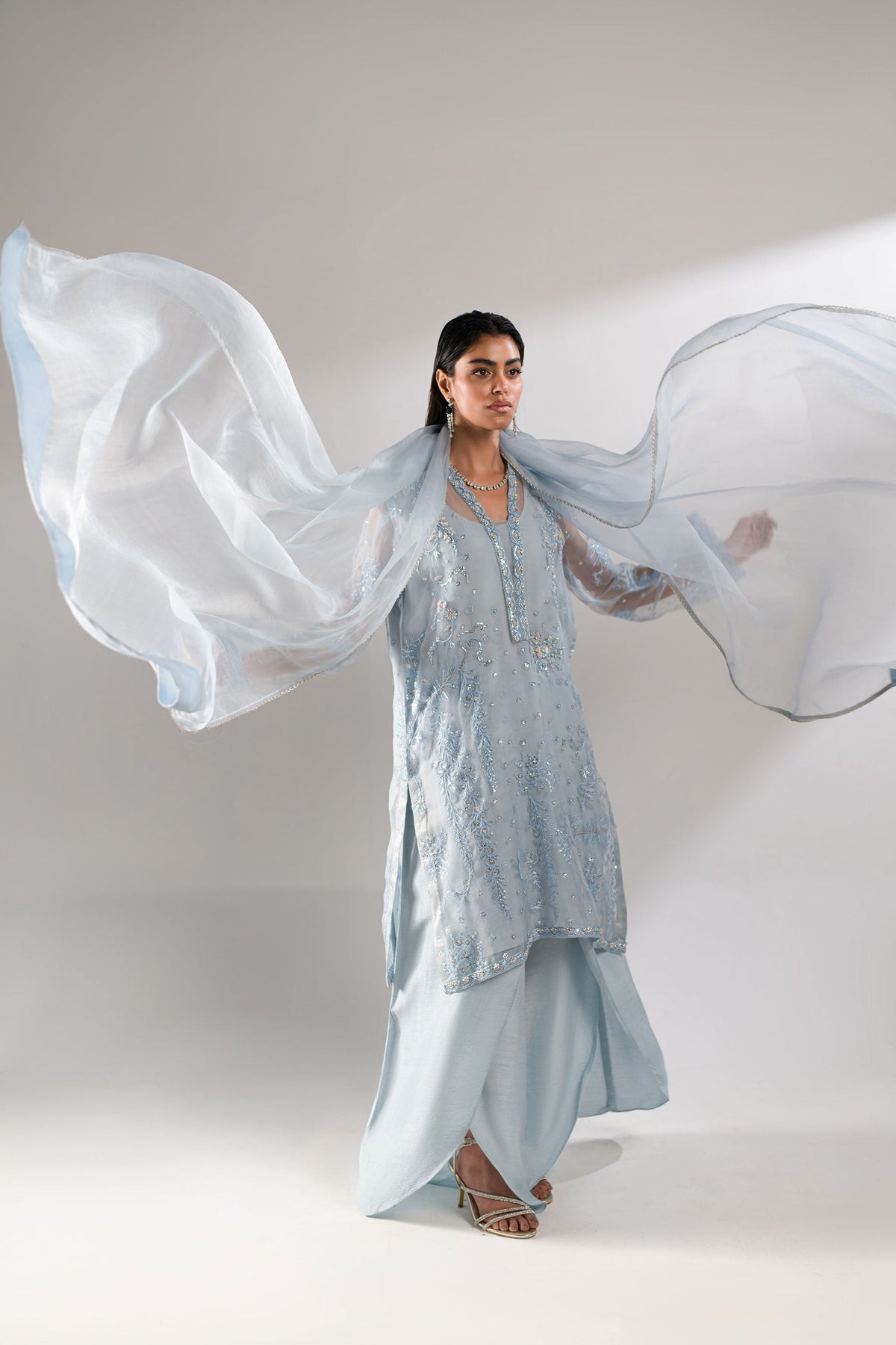 Ammara Khan | Lily Luxury Formals 24 | COOL BLUE CO-ORD SET (D-08) by Ammara Khan - Designer Dress - Type: Ladies Clothes - Available at Libayah - 100% Original