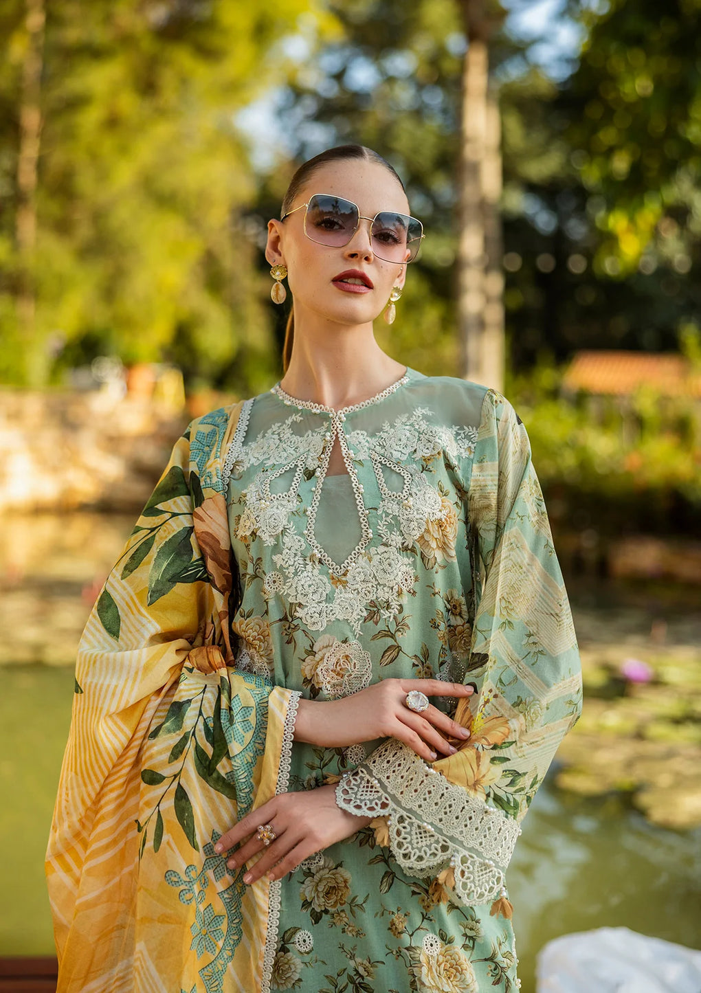 Elaf Premium | Print Chikankari 25 | ELK-06A PISTACHIO DREAMS by Elaf Premium - Designer Dress - Type: Ladies Clothes - Available at Libayah - 100% Original