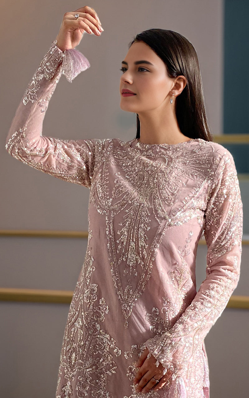 Threads and Motifs | Formal Dresses 25 | Net Embroidered Shirt by Threads and Motifs - Designer Dress  - Type : Ladies Clothes - Available at Libayah - 100% Original 
