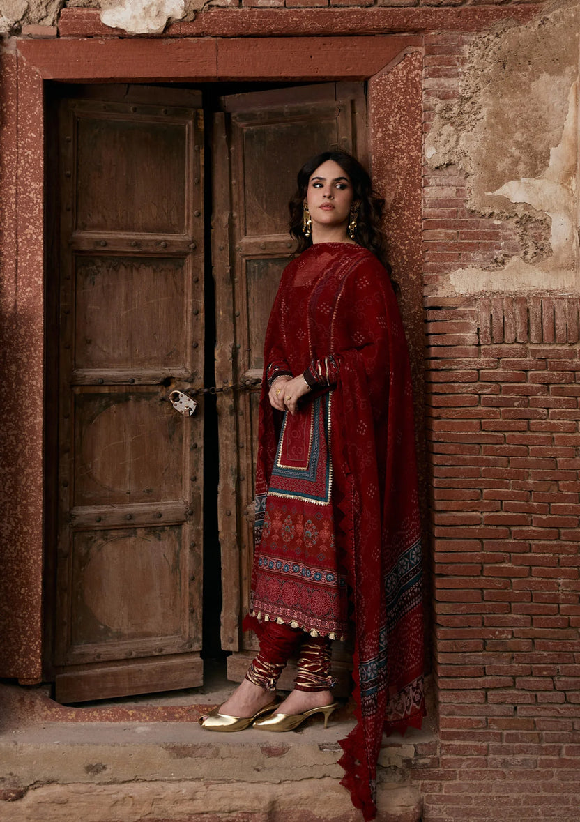 Kahf Premium | Prints Collection 26 | KPS-1A SURKH NOOR - by Libayah - Registered Vendor of : Kahf Premium - 100% Original Designer Dress