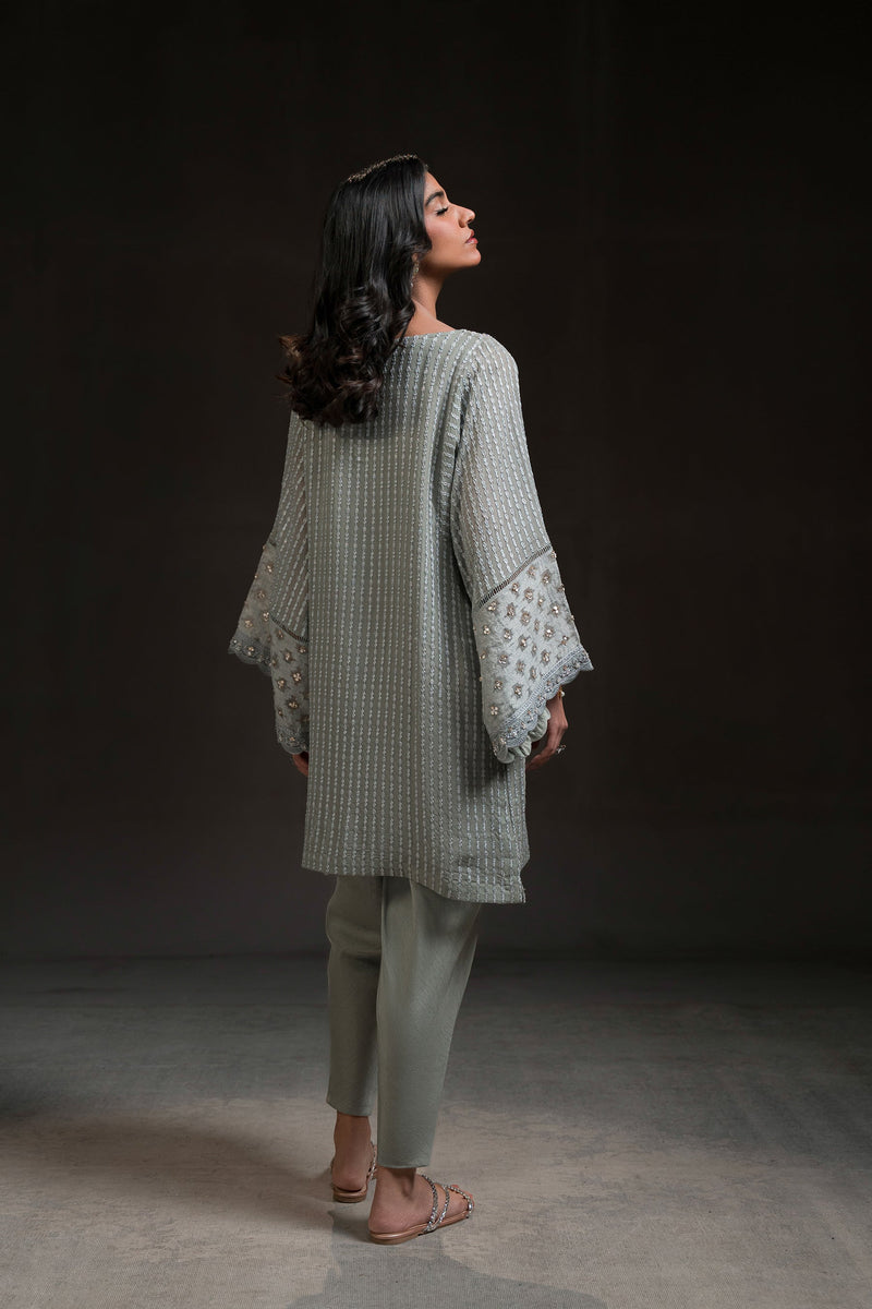 Ammara Khan | Glitz Luxury Pret 24 | BOXY TUNIC AND TULIP SHALWAR SET (D-08) by Ammara Khan - Designer Dress - Type: Ladies Clothes - Available at Libayah - 100% Original