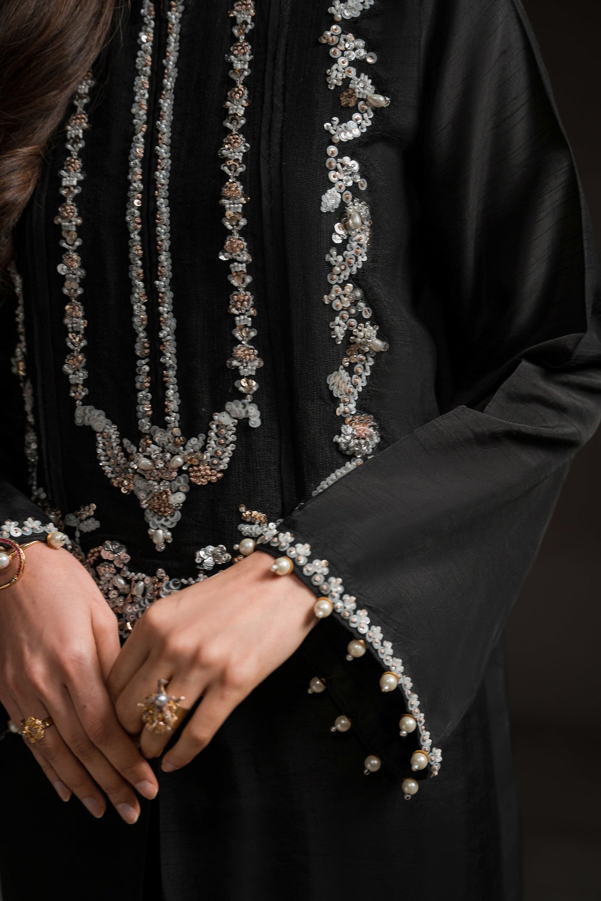 Ammara Khan | Glitz Luxury Pret 24 | BLACK EVENING WEAR SET (D-05) by Ammara Khan - Designer Dress - Type: Ladies Clothes - Available at Libayah - 100% Original