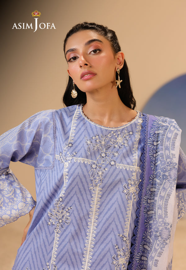 Asim Jofa | Summer Rhapsody | AJUBU-13 Printed Embroidered Lawn by Asim Jofa - Designer Dress  - Type : Ladies Clothes - Available at Libayah - 100% Original 