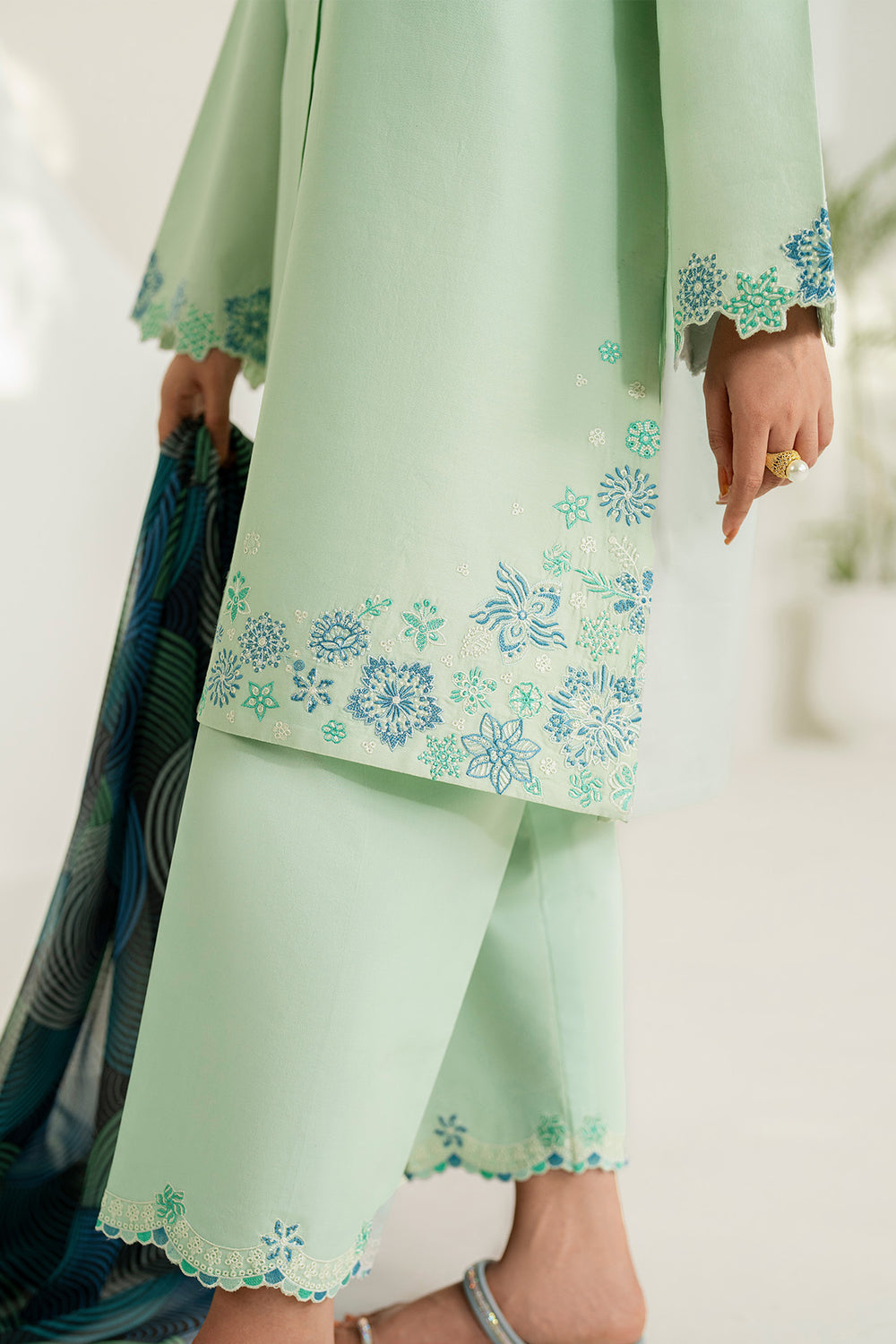 Farasha | Thread Lines Embroidered | Green Meadow by Farasha - Designer Dress  - Type : Ladies Clothes - Available at Libayah - 100% Original 