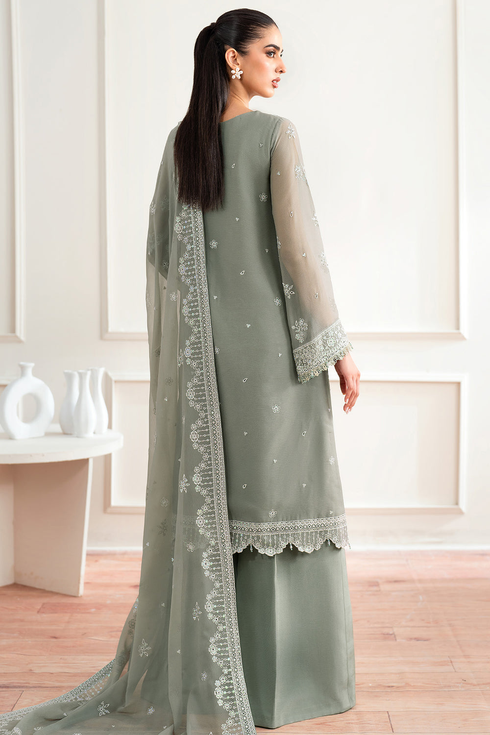 Farasha | Essence Formals 25 | Ash Green by Farasha - Designer Dress  - Type : Ladies Clothes - Available at Libayah - 100% Original 