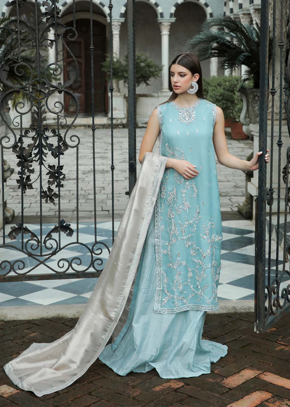 Purple Haze Pret Studio | Apsara Formals | Ice Blue Organza Outfit by Purple Haze - Designer Dress - Type: Ladies Clothes - Available at Libayah - 100% Original