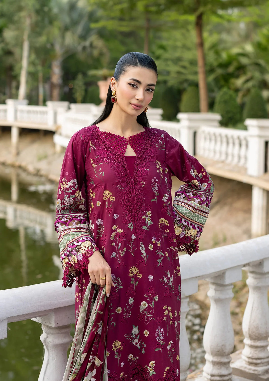 Elaf Premium | Signature Embroidered Lawn with Chiffon Collection 26 | ESG-2A NORA by Elaf Premium - Designer Dress  - Type : Ladies Clothes - Available at Libayah - 100% Original 