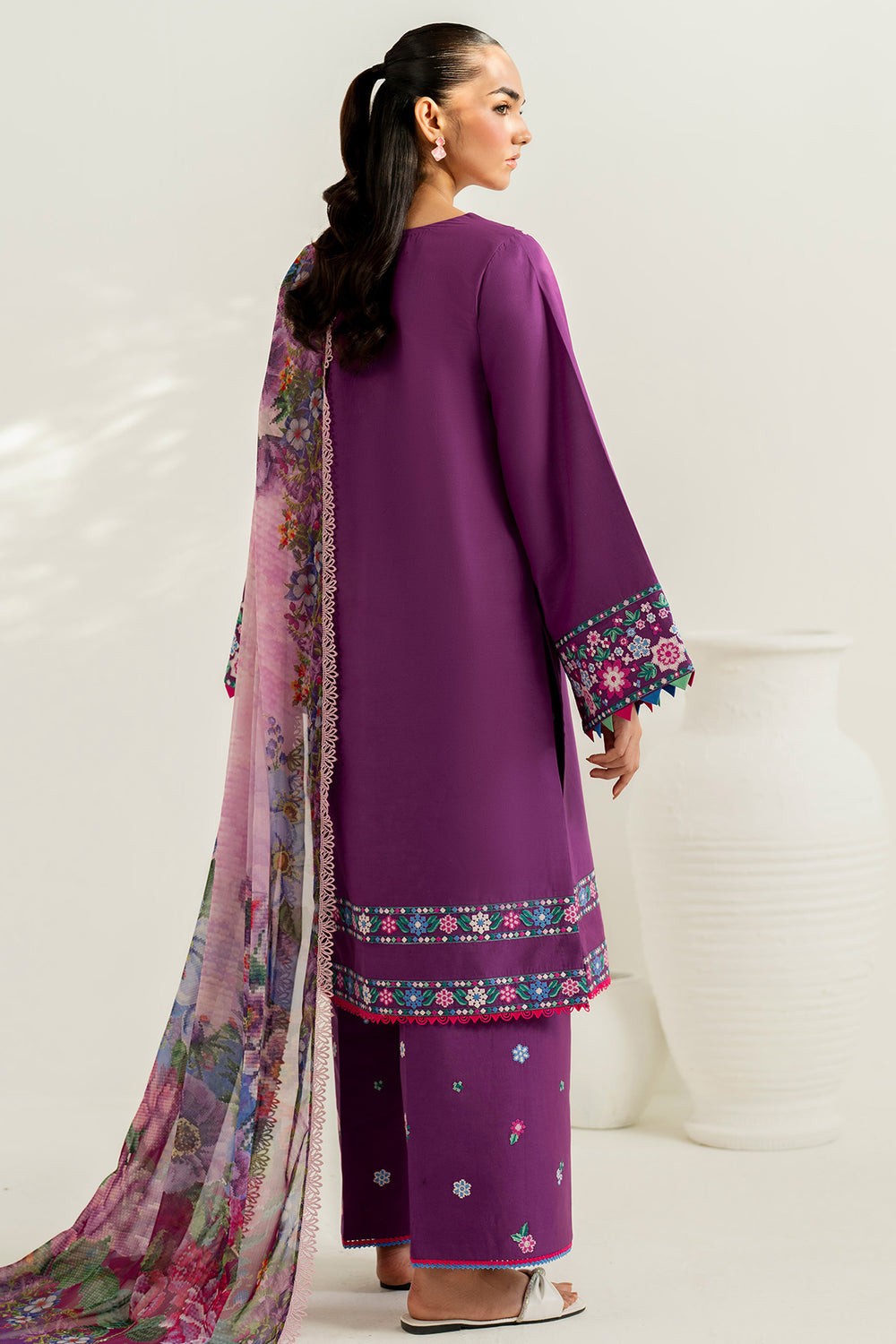 Farasha | Thread Lines Embroidered | Violet Spring by Farasha - Designer Dress  - Type : Ladies Clothes - Available at Libayah - 100% Original 