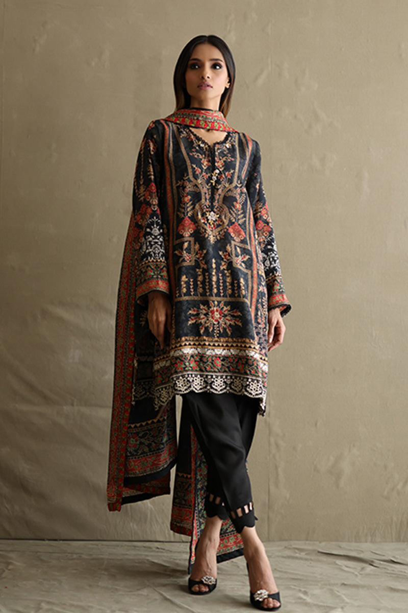 Mina Hasan | Signature Pret | Baroque In Black - by Libayah - Registered Vendor of : Mina Hasan - 100% Original Designer Dress