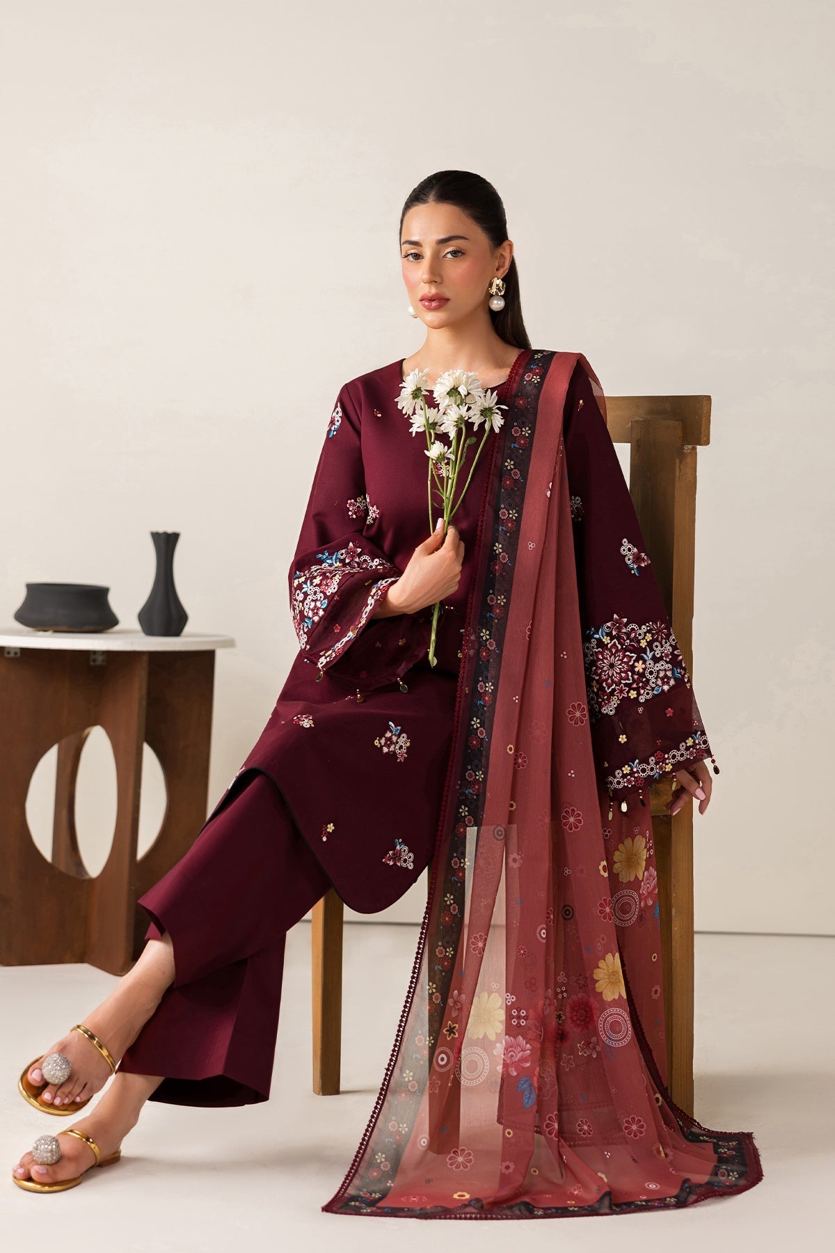 Farasha | Summer Melody 26 | Maroon Muse by Farasha - Designer Dress  - Type : Ladies Clothes - Available at Libayah - 100% Original 