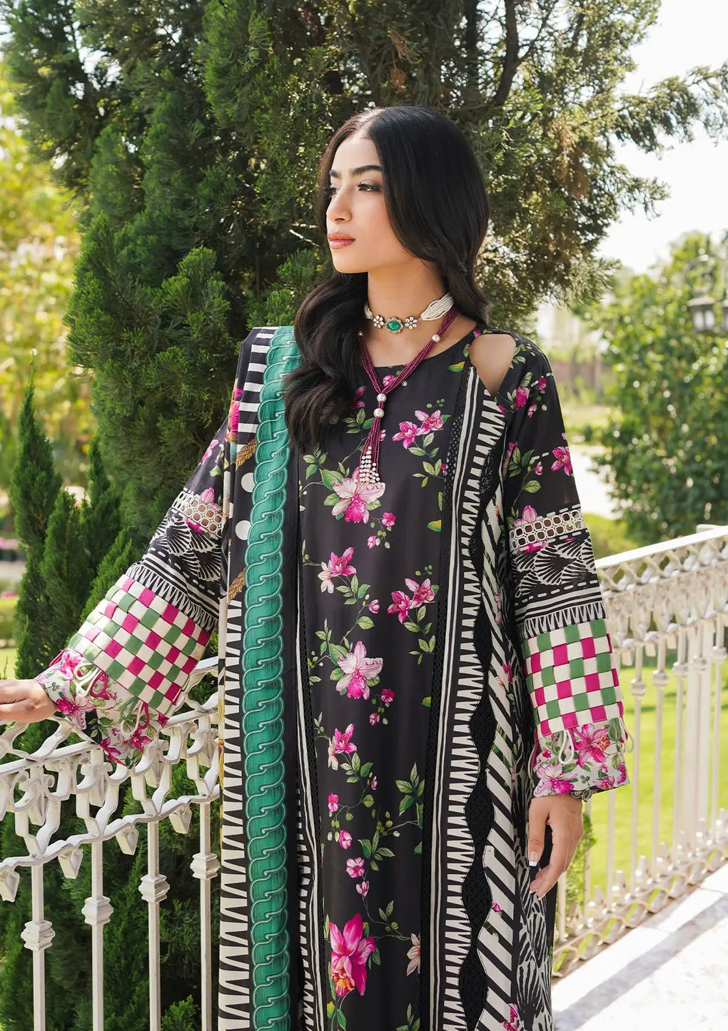 Elaf Premium | Printed Collection 24 | EEP-02A - Dark Floral by Elaf Premium - Designer Dress - Type: Ladies Clothes - Available at Libayah - 100% Original