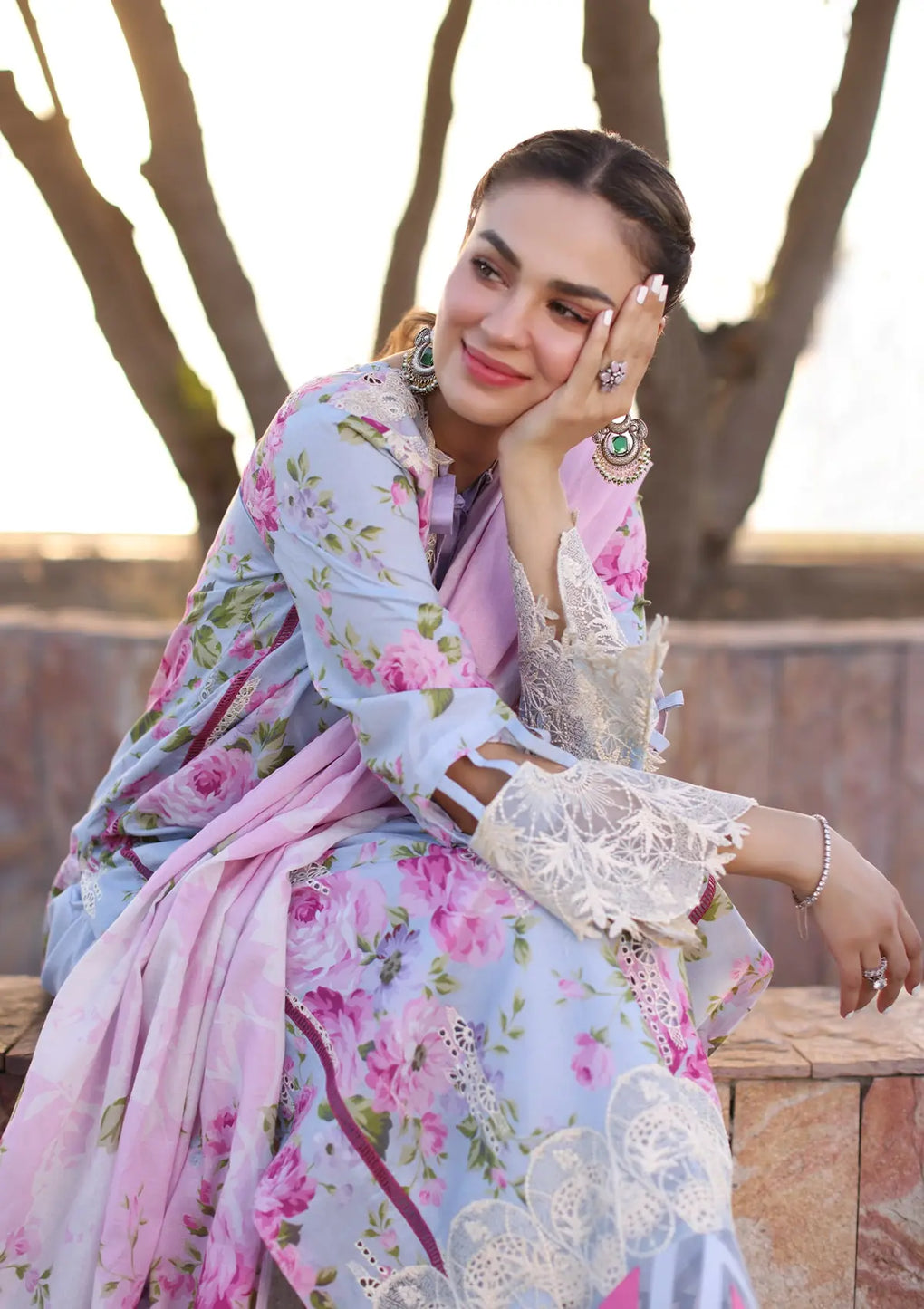 Elaf Premium | Prints Chikankari 24 | 04A OCEAN BLOSSOMS by Elaf Premium - Designer Dress - Type: Ladies Clothes - Available at Libayah - 100% Original