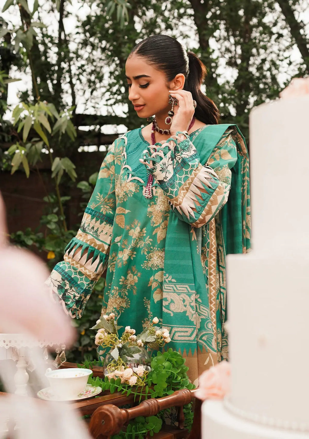 Elaf Premium | Printed Collection 24 | EEP-04B - Chic Teal by Elaf Premium - Designer Dress - Type: Ladies Clothes - Available at Libayah - 100% Original