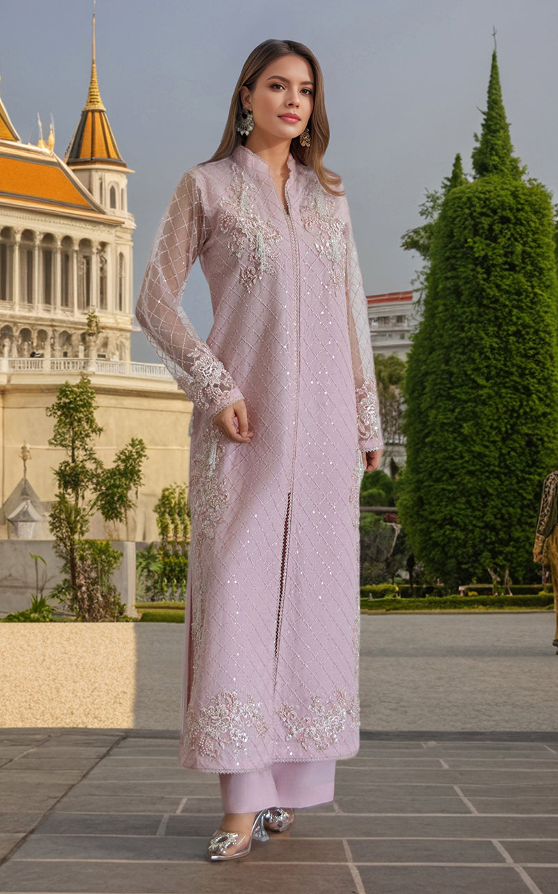 Threads and Motifs | Formal Dresses 25 | Net Embroidered Jacket With Trouser by Threads and Motifs - Designer Dress  - Type : Ladies Clothes - Available at Libayah - 100% Original 