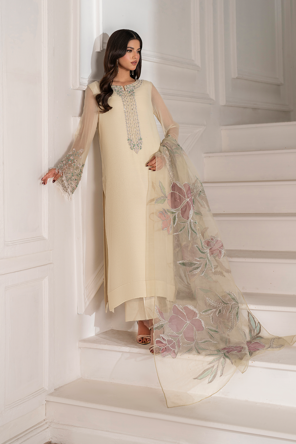 Iznik | Festive Formal |  UE-413 Embroidered Chiffon by Iznik - Designer Dress  - Type : Ladies Clothes - Available at Libayah - 100% Original 
