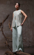 Threads and Motifs | Formal Dresses 25 | Organza Embroidered Jacket With Crushed Trouser by Threads and Motifs - Designer Dress  - Type : Ladies Clothes - Available at Libayah - 100% Original 