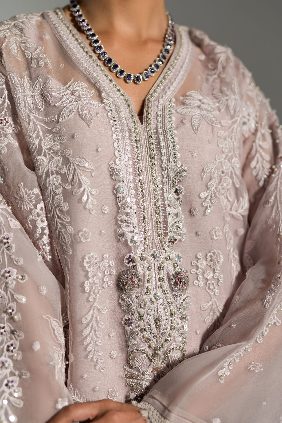 Ammara Khan | Lily Luxury Formals 24 | LILAC DUSK EMBROIDERED SET (D-05) by Ammara Khan - Designer Dress - Type: Ladies Clothes - Available at Libayah - 100% Original