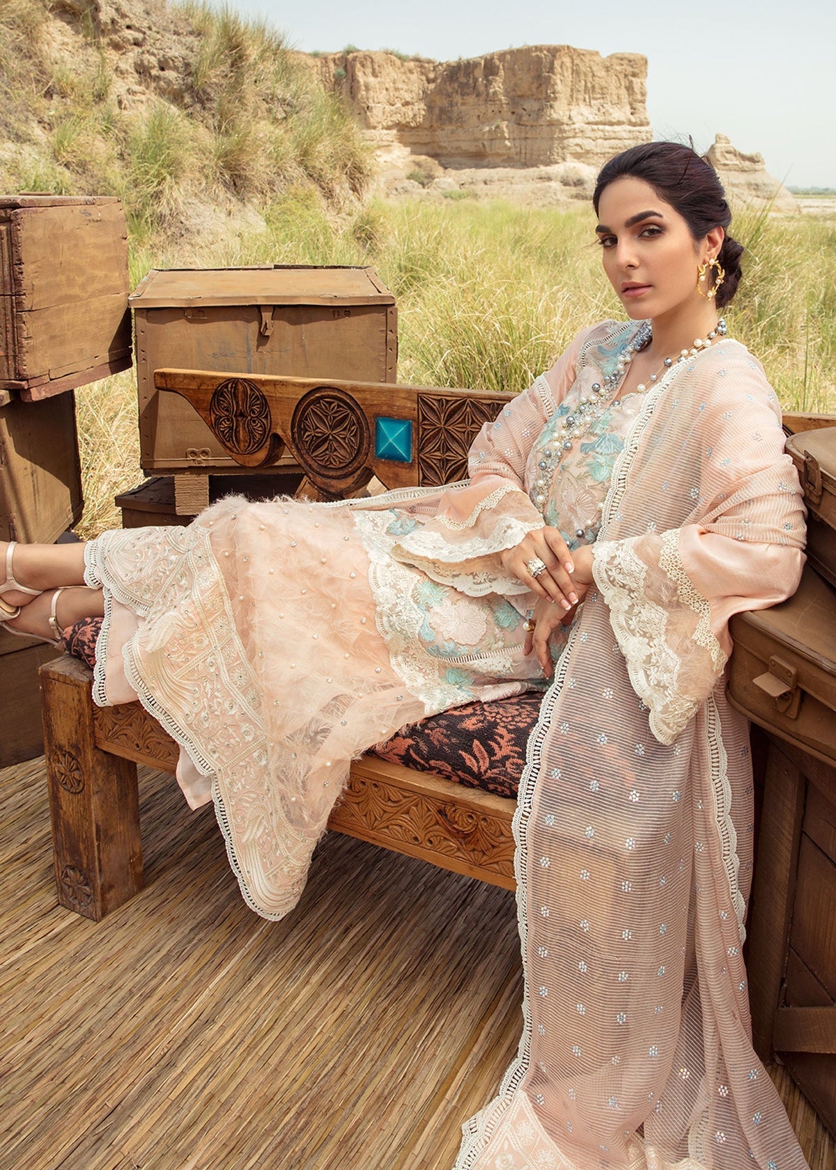 Saira Shakira | Luxury Pret | Peach Sandstone by Saira Shakira - Designer Dress  - Type : Ladies Clothes - Available at Libayah - 100% Original 