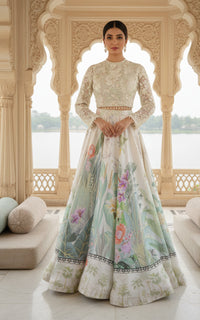 Threads and Motifs | Formal Outfits | Blouse With Jacket And Printed Lehenga